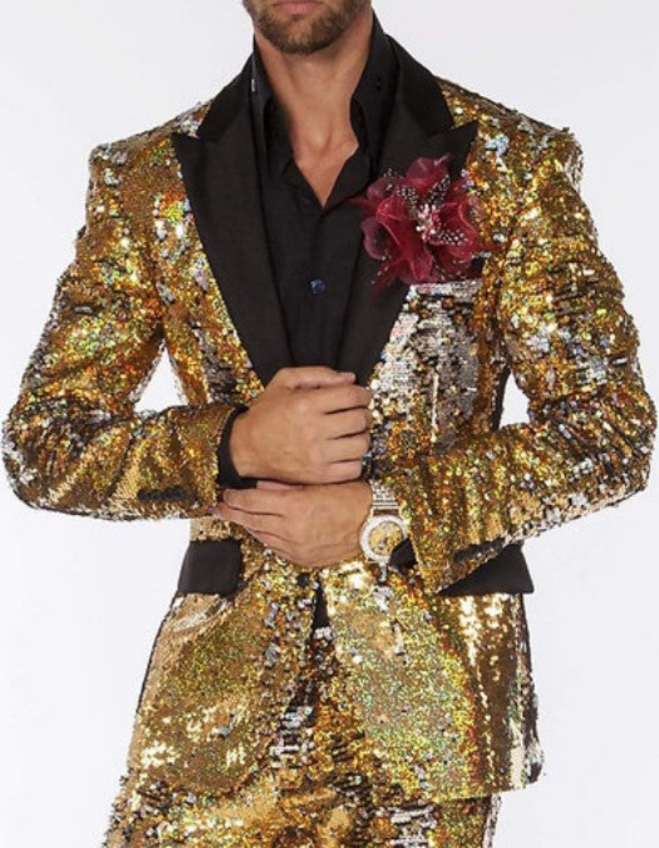 Sequin Shiny Stage Tuxedo - Metallic Finish