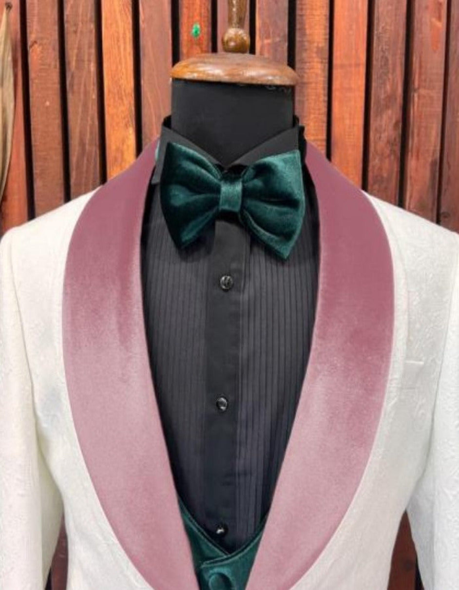 White and Pink Prom Suit Tuxedo Set