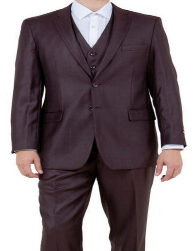 Shiny Burgundy Sharkskin 3 Piece Suit