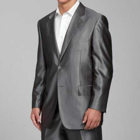 Men's Shiny Grey 2-button Men's Sharkskin Suit