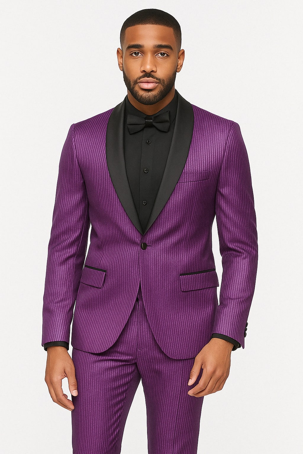 Shiny Purple Tuxedo Jacket with Satin Shawl Lapel
