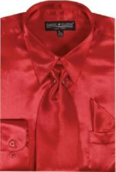 Fashion Cheap Priced Sale Red Shiny Silky Satin Men's Dress Cheap Priced Shirt Online Sale