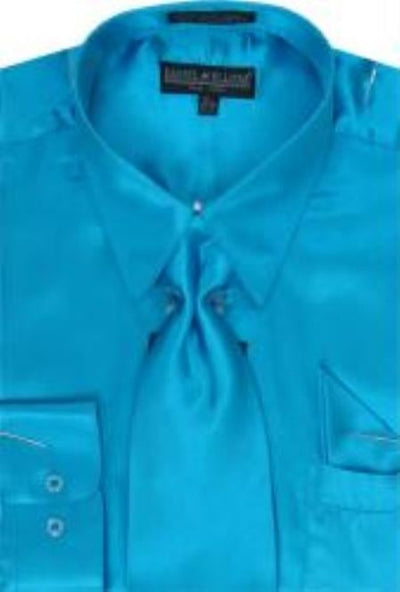 Fashion Cheap Priced Sale Turquiose Shiny Silky Satin Men's Dress Cheap Priced Shirt Online Sale