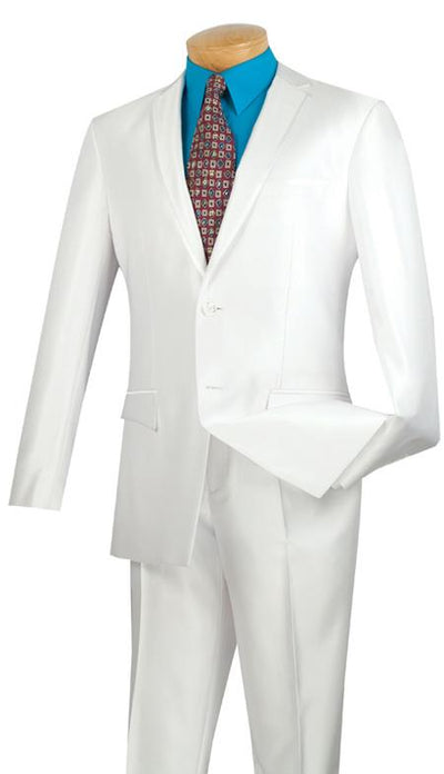 Tuxedo & Formal Shiny White Trimmed Slim Fit Suits Fitted Style Men's Sharkskin Suit