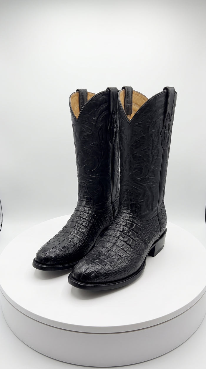 Los Altos Men’s Black Western Boots, Exotic Cowboy Dress Boots for Rodeo and Country Wear