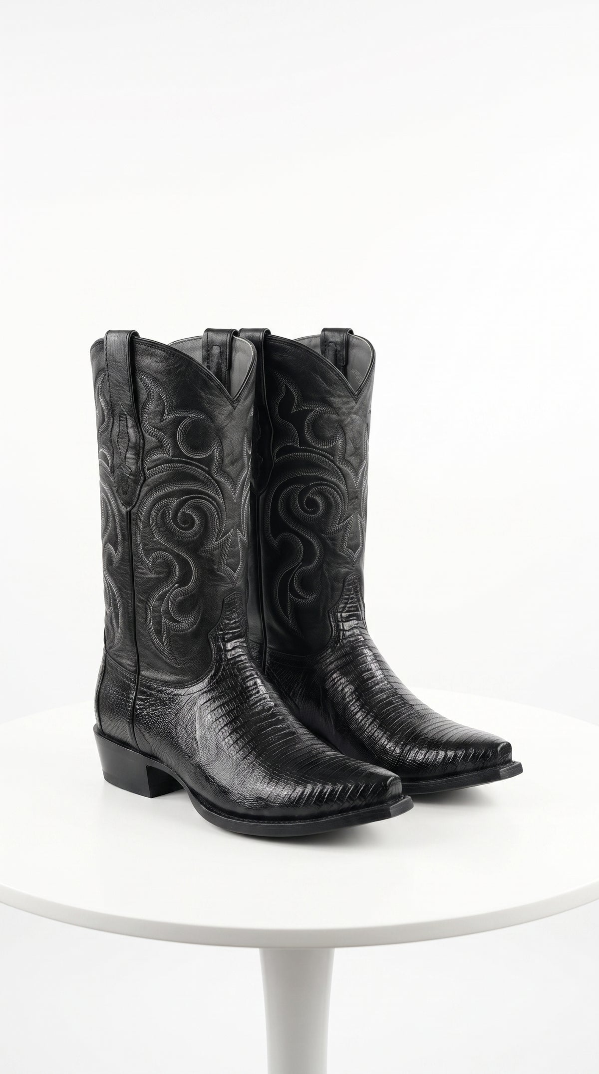 Los Altos Men’s Black Lizard J Toe Cowboy Boots, Exotic Western Dress Boots
