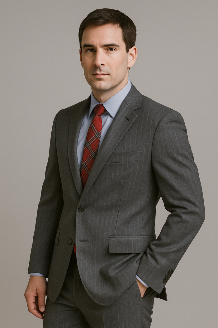 Mens Gray Tweed Suit - Gray Suit - Winter Fabric Heavy Suit