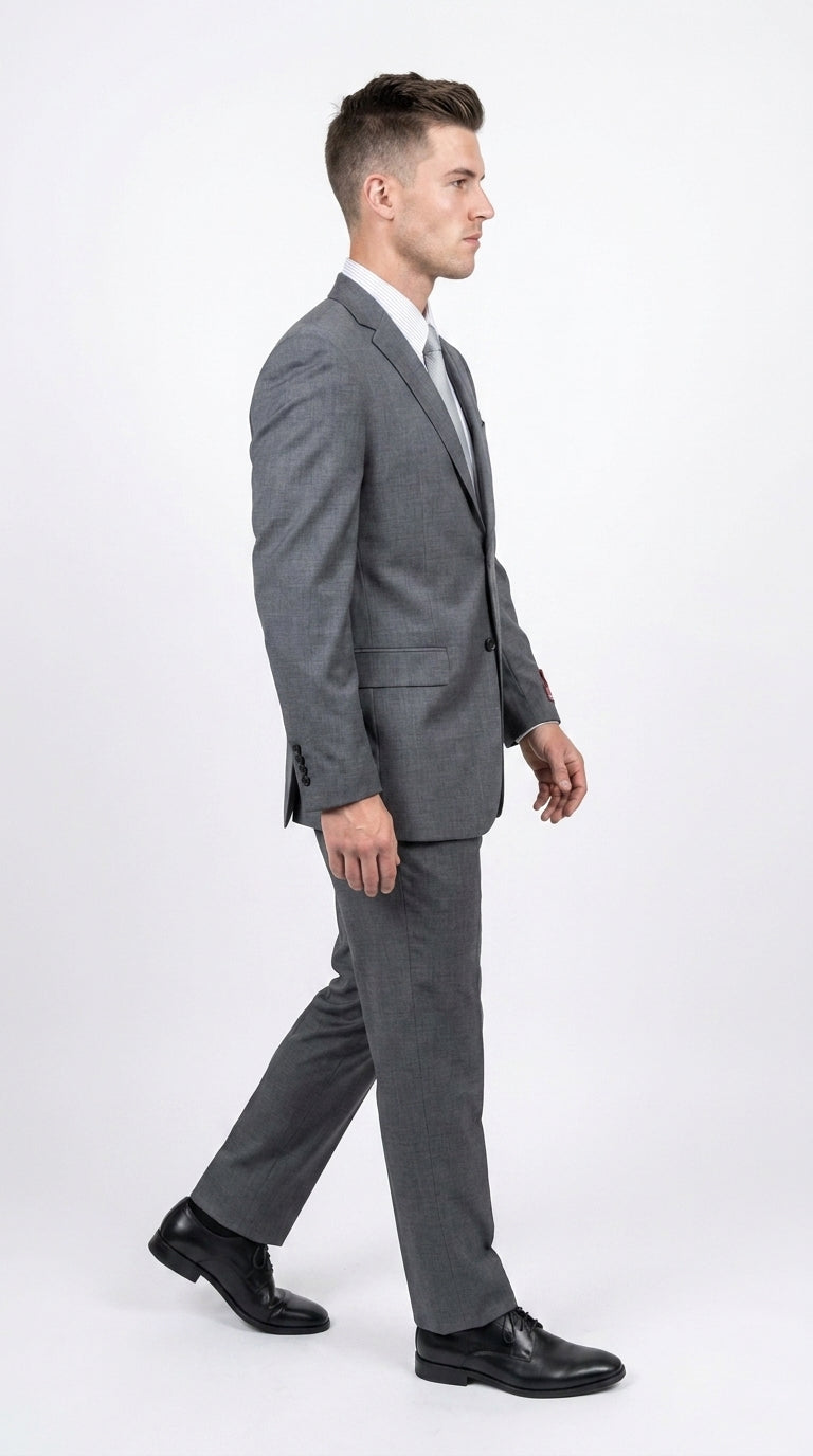 Authentic Tiglio Charcoal Gray 2-Button Wool Suit – Luxury Men's Business, Wedding & Formal Suit