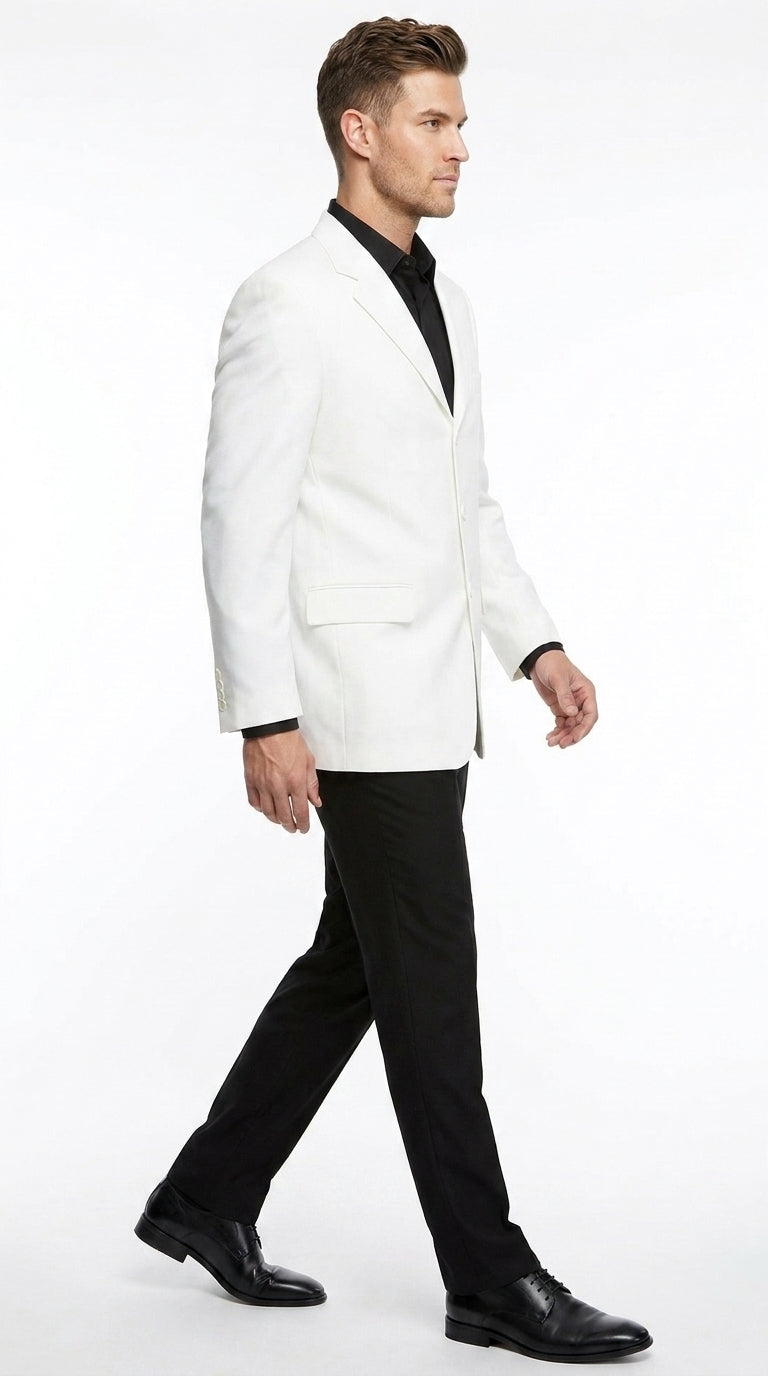 Men’s White Lucci Designer Suit, Fashion Dress Casual Blazer and Pants Formal Suit