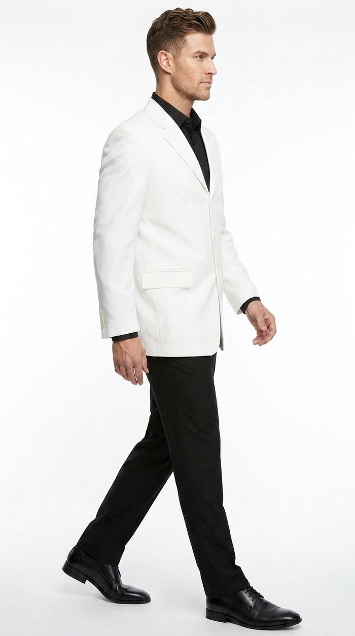 Men’s White Lucci Designer Suit, Fashion Dress Casual Blazer and Pants Formal Suit