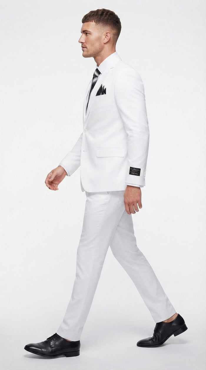 Men’s White Wedding Suit, 2 Button Formal Groom Prom Dress Suit
