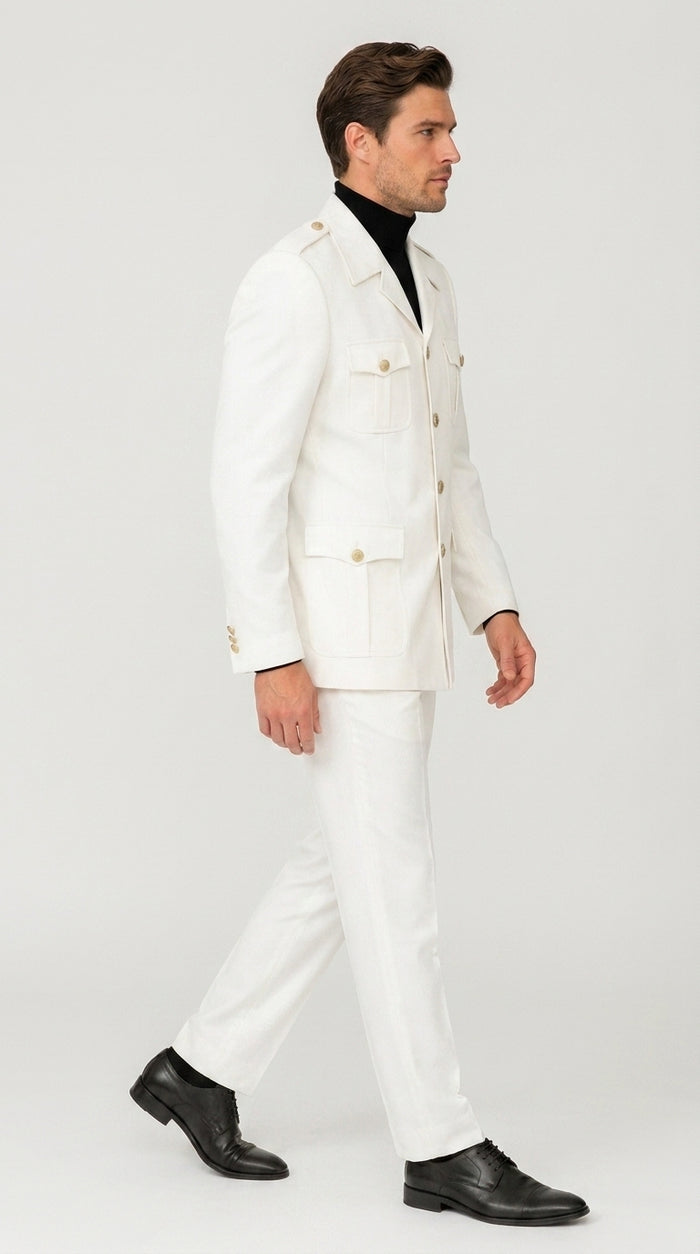 Rossi Man DUKE RM1762 Men’s White 3 Piece Suit, Modern Tailored Formal Wedding Dress Suit