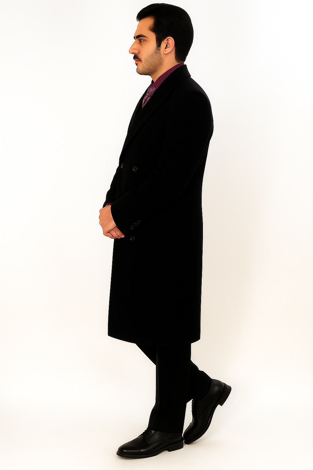 Apollo King Men's Full Length Top Coat Banded Wrists