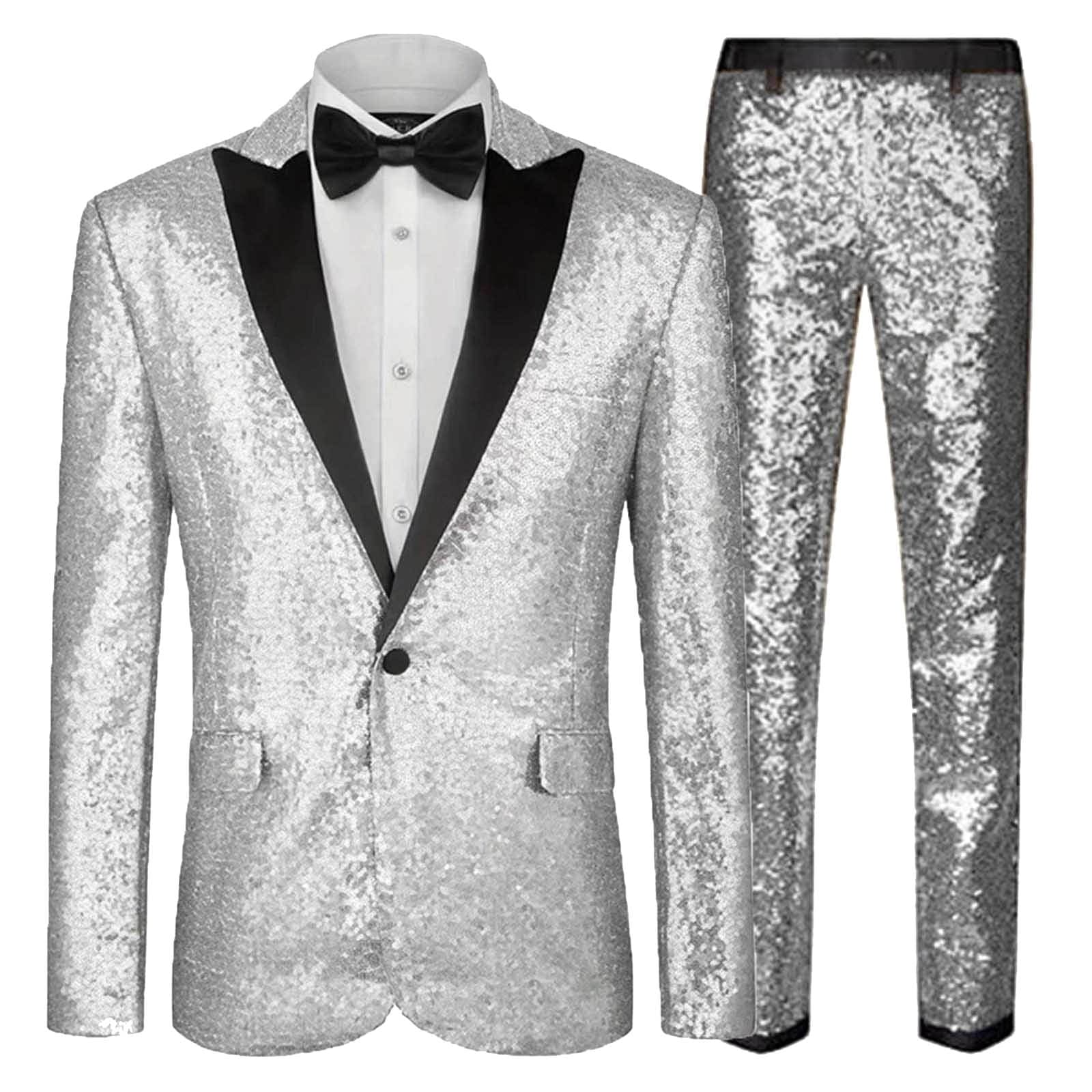 Silver Grey Sequin Suit for Stage or Prom