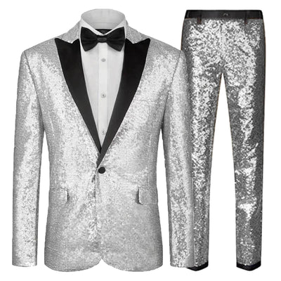 Silver Grey Sequin Suit for Stage or Prom