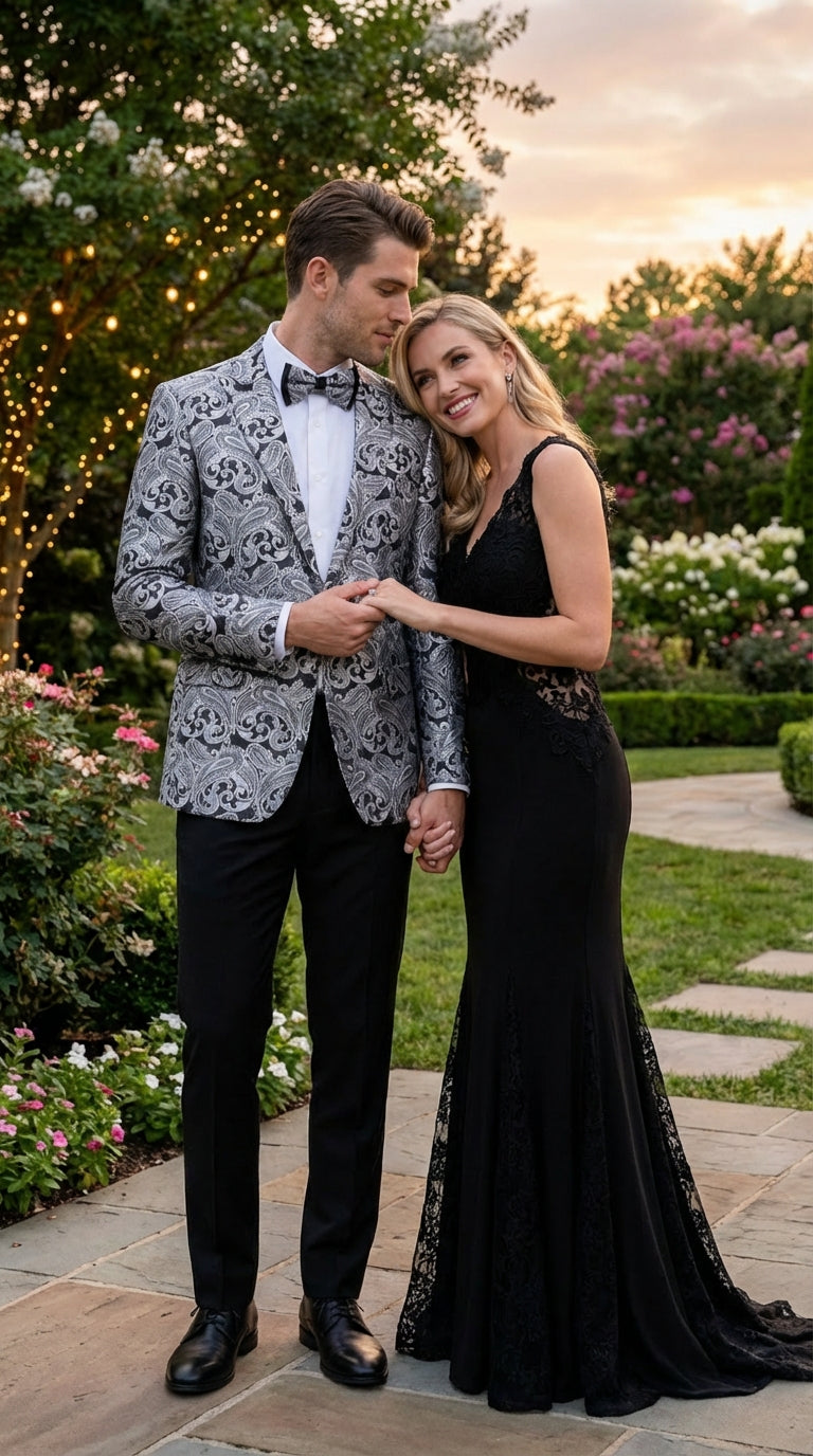Silver and Black Paisley Prom Blazer