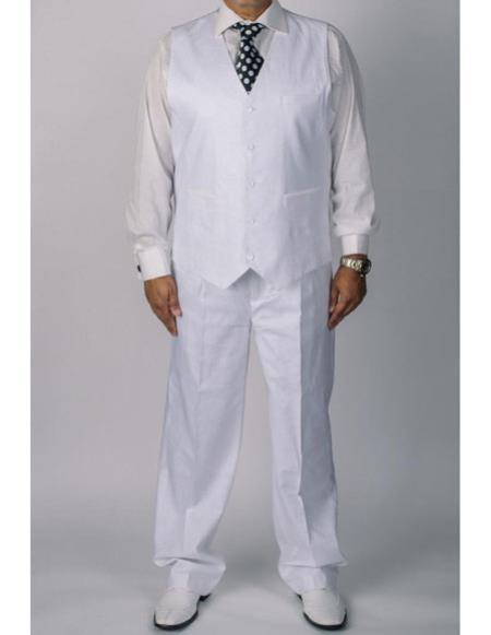 Men's beach wedding tuxedo silversilk white 100% coated linen Dress Tuxedo Wedding Men's Vest and pants 2 piece set - Mens Linen Suit