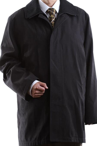 Cianni Men's Collared Black 3/4 Length Waterproof Raincoat