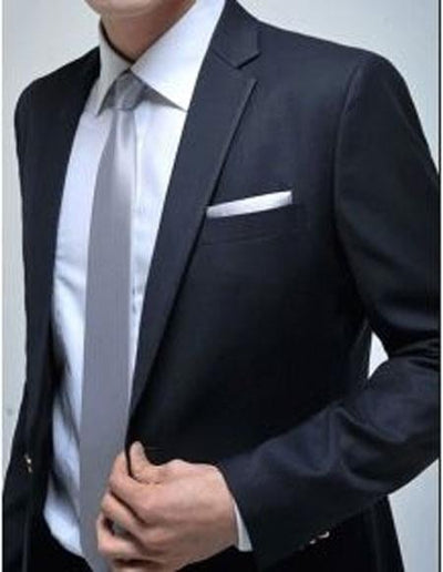 Men's Slim Fit Suit - Fitted Suit - Skinny Suit Men's Black Besom Chest Pocket Package Combo 2 button Suit