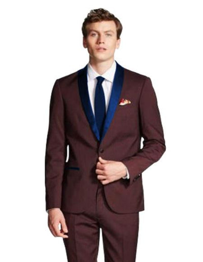 Men's Navy Blue Shawl Lapel Burgundy ~ Wine ~ Maroon Color tuxedo jacket Burgundy Tuxedo