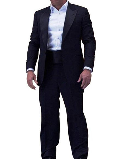 Men's 1 Button Midnight Blue Peak Lapel Tuxedo