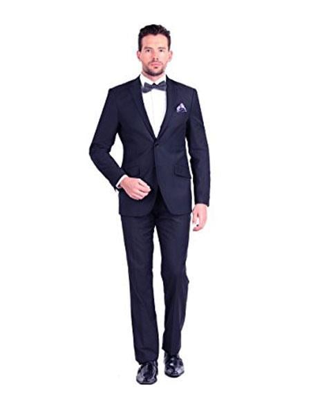 Giorgio Fiorelli Men's Dark Navy 2 Button 2 Piece Slim Fit Suit - Dark Blue Suit Color