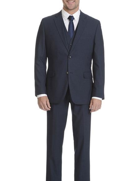 Brand: Caravelli Collezione Suit - Caravelli Suit - Caravelli italy Caravelli Men's Modern Fit Suits 3 Piece Vested Dark Blue Suit