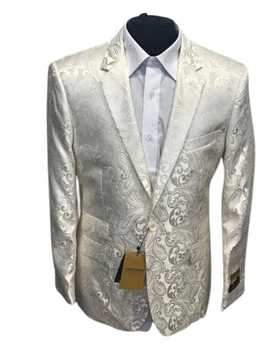 Alberto Nardoni Brand Men's 1 Button Cheap Priced Designer Fashion Dress Casual Blazer On Sale Cream ~ ivory ~ Off White Blazer Dinner Jacket Tuxedo Looking! Sport coat (Wholesale Price $75 (12pc&UPMinimum))