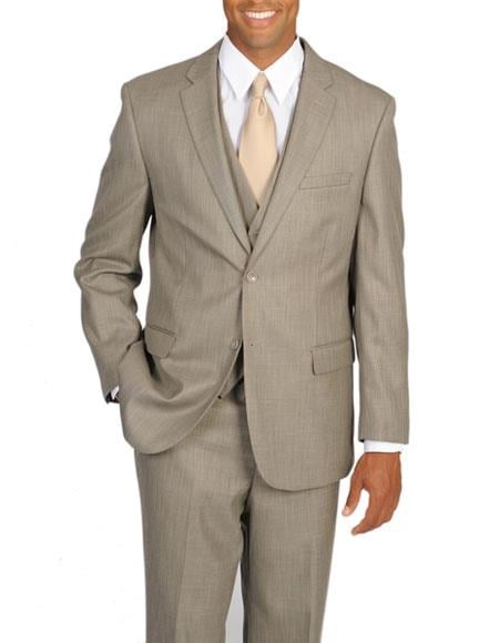 Brand: Caravelli Collezione Suit - Caravelli Suit - Caravelli italy Caravelli Men's 3 Piece Tan Vested Suit