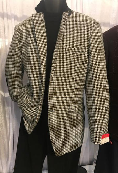 Mens Houndstooth Blazers Mens White/Black houndstooth checkered Blazer ~ Sportcoat ~ Jacket