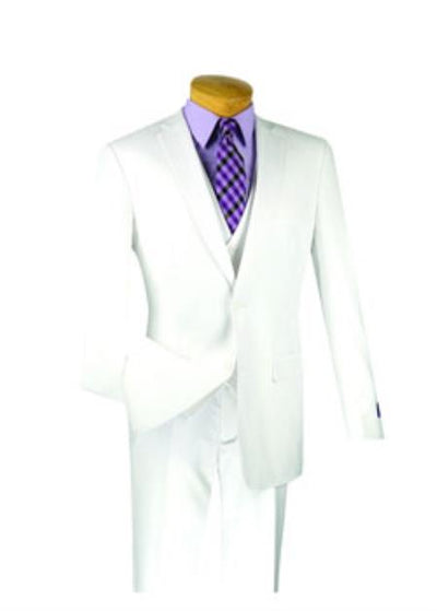 Men's White 3 Piece Executive Suit - Narrow Leg Pants