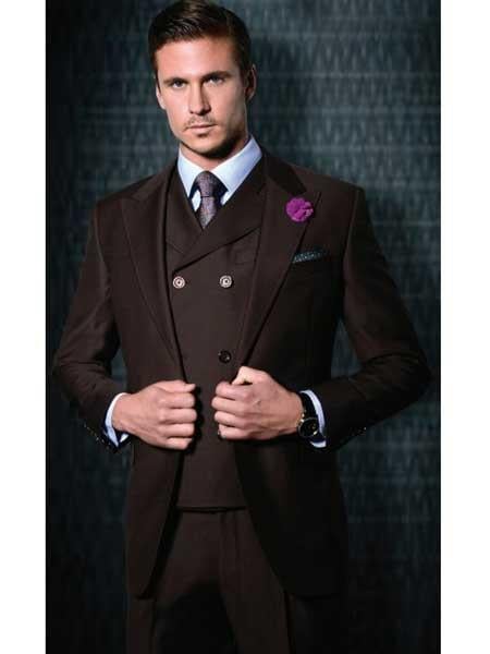 3 Piece Suit Vested 1 Button Suit Wide Leg Pants Big Peak Lapel 100% Wool Full Cut Vest Burgundy ~ Wine ~ Maroon Burgundy Suit