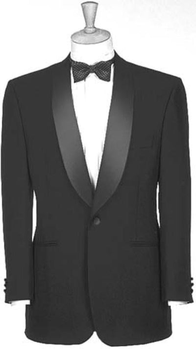 One Button Notched Shawl Collar 100% Poly Black Dinner Jacket