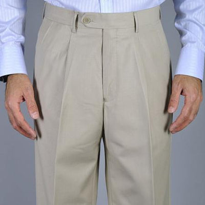 Men's Bone Single Pleat Pants unhemmed unfinished bottom