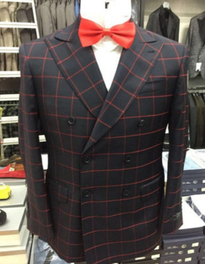 Black & Red Plaid Double Breasted Gangster Suit
