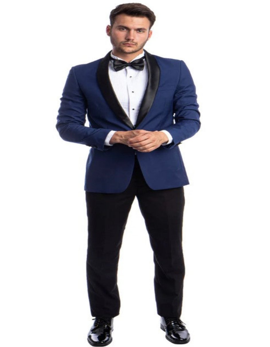 Skinny Fit Blue Prom Tuxedo for Men