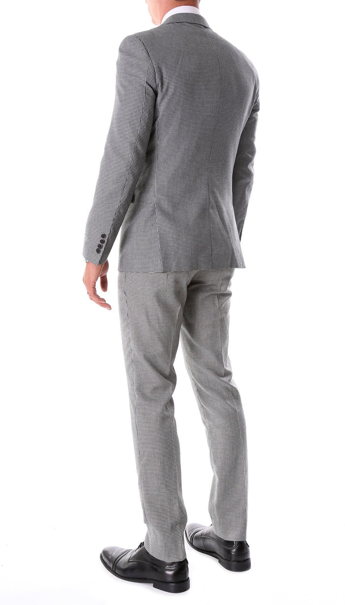 Slim Fit Houndstooth Peak Lapel Suit, 2-Piece