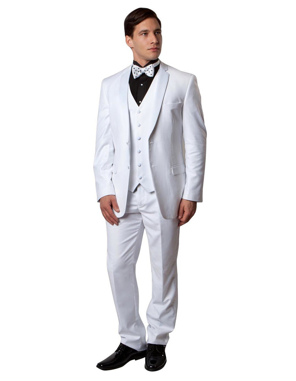 Vested Slim Fit Notch Tuxedo in White
