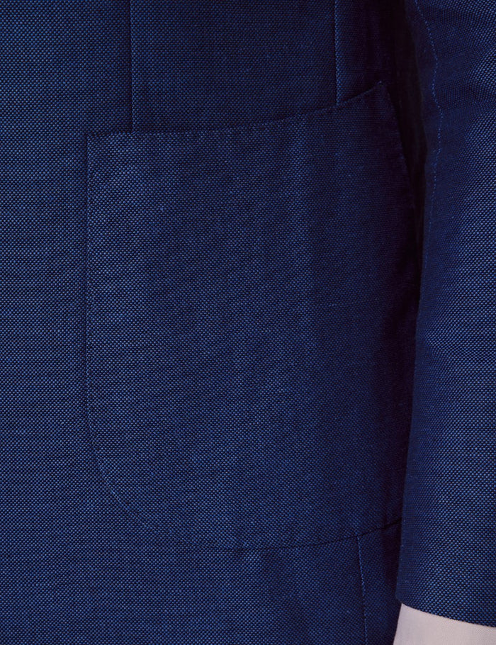 Royal Blue Slim Fit Linen Beach Suit