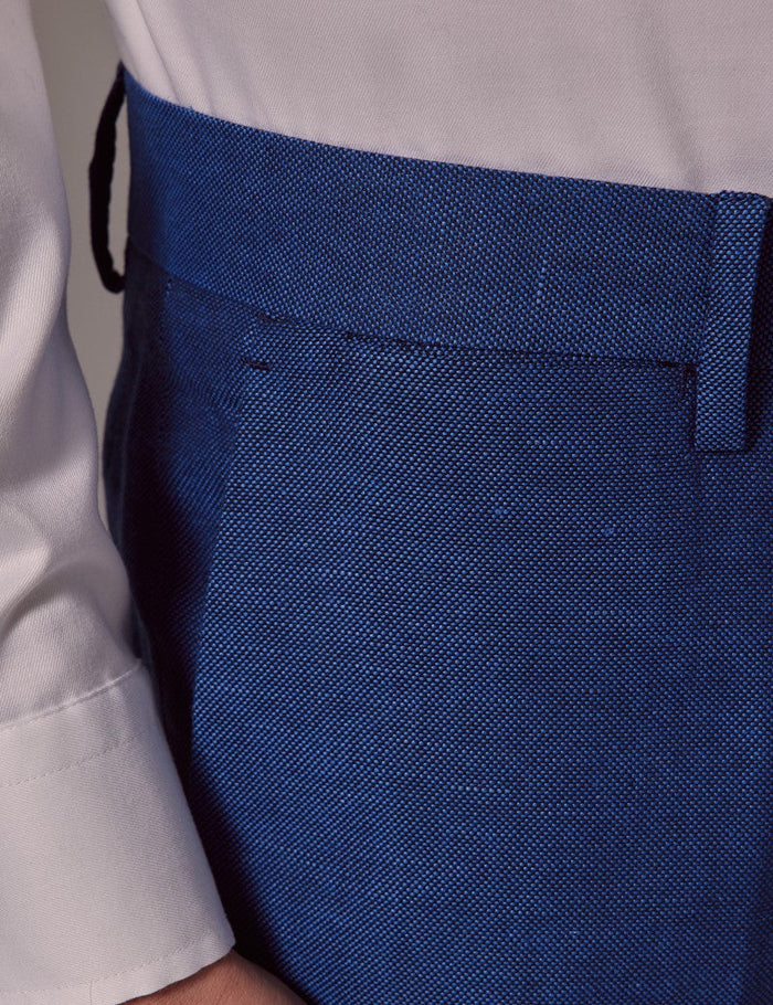 Royal Blue Slim Fit Linen Beach Suit