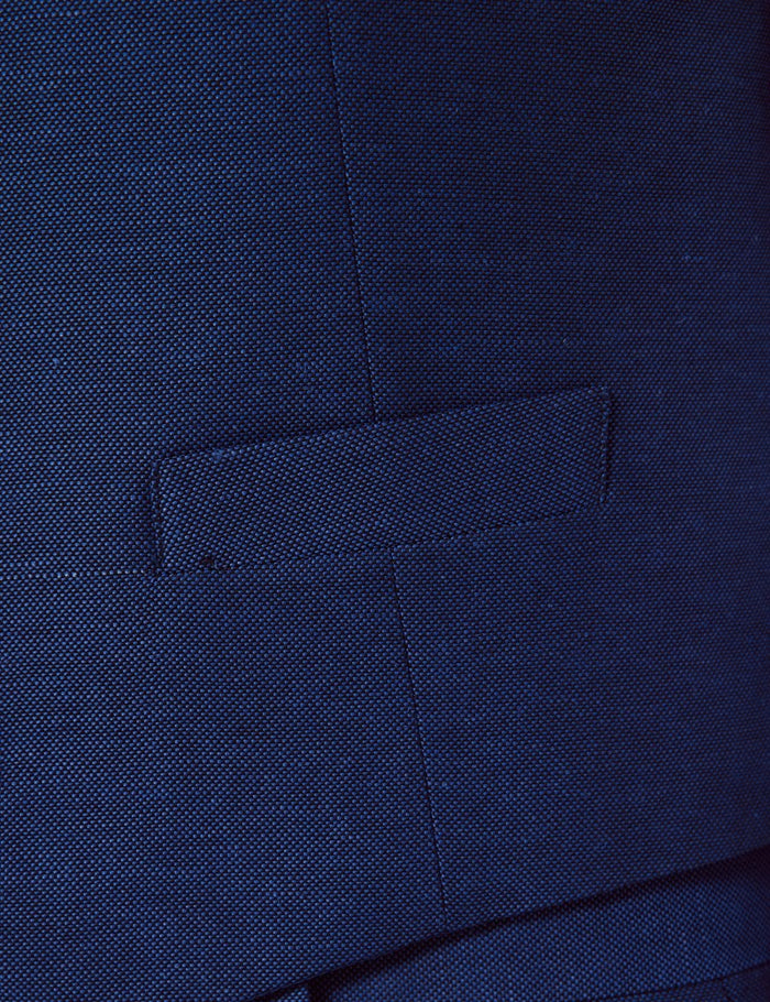Royal Blue Slim Fit Linen Beach Suit