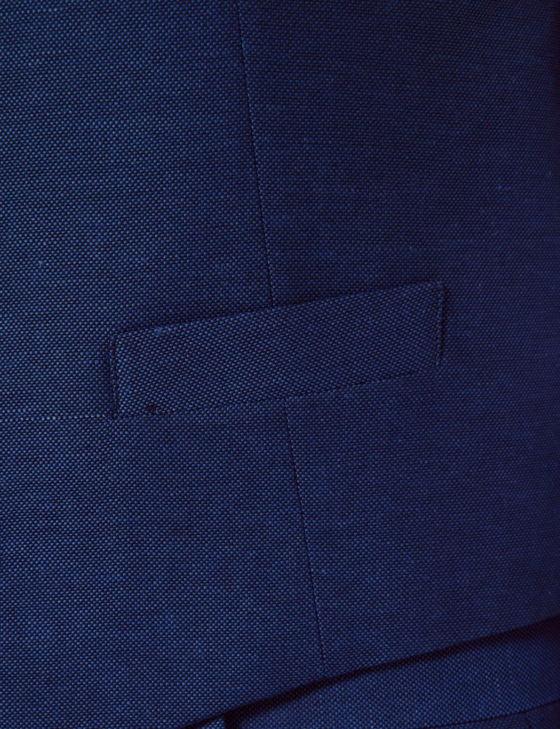 Royal Blue Slim Fit Linen Beach Suit