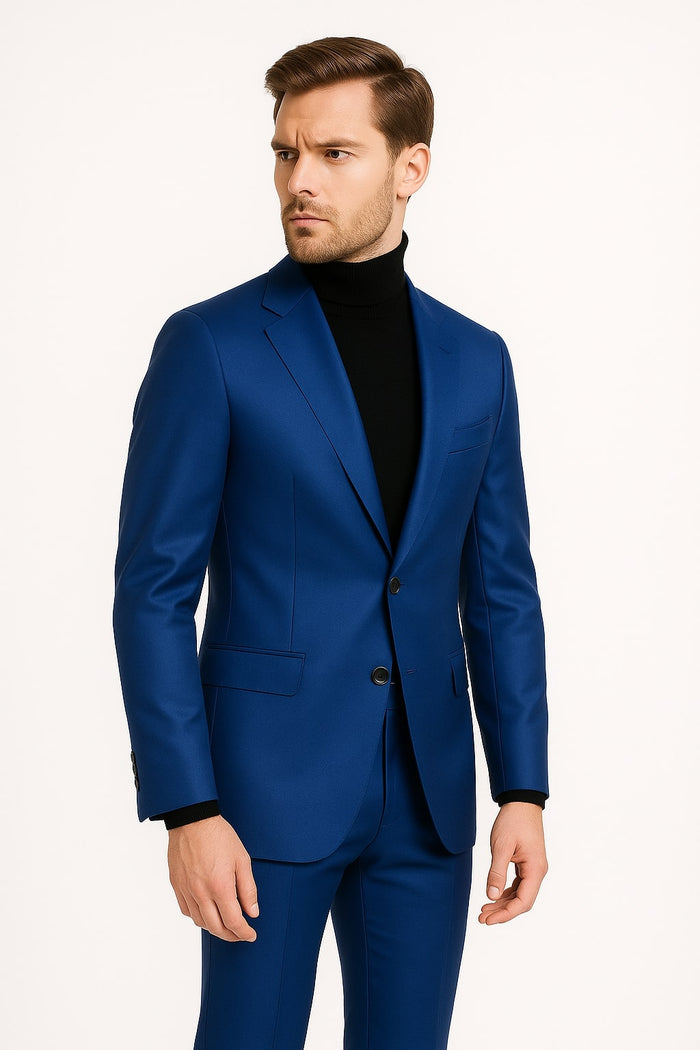 Men's Royal Blue Satin Slim Fit Tuxedo