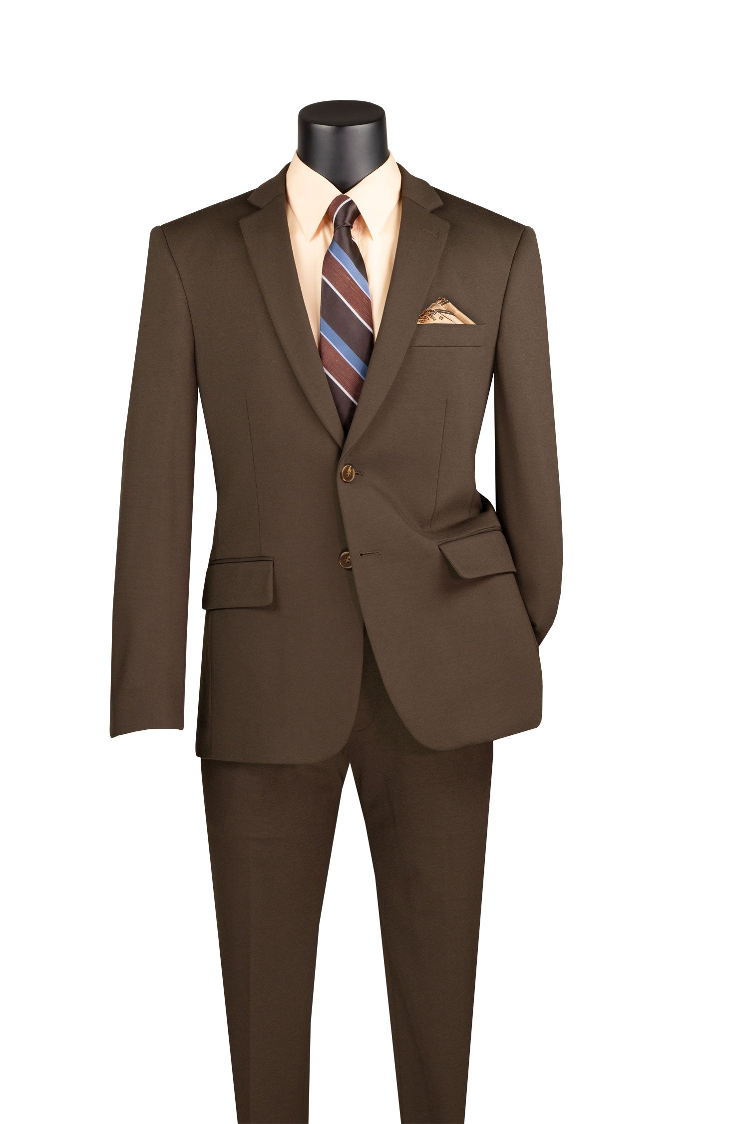 Slim Fit Stretch 2 Piece Suit Brown