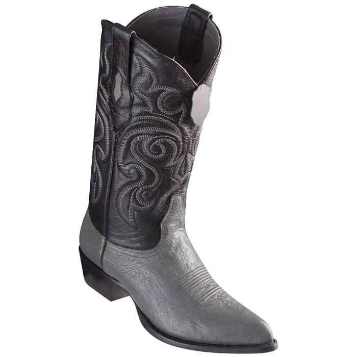 Smooth Grey Ostrich J-Toe Cowboy Boots