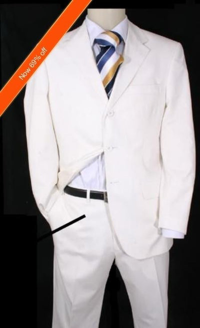 Men's Suit Snow White 3 buttons Suits For Men + Free Tie - All White Suit