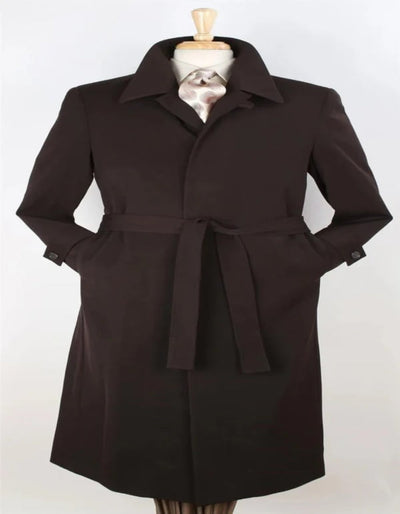 Men's Brown Wool Gabardine Belted Duster Coat