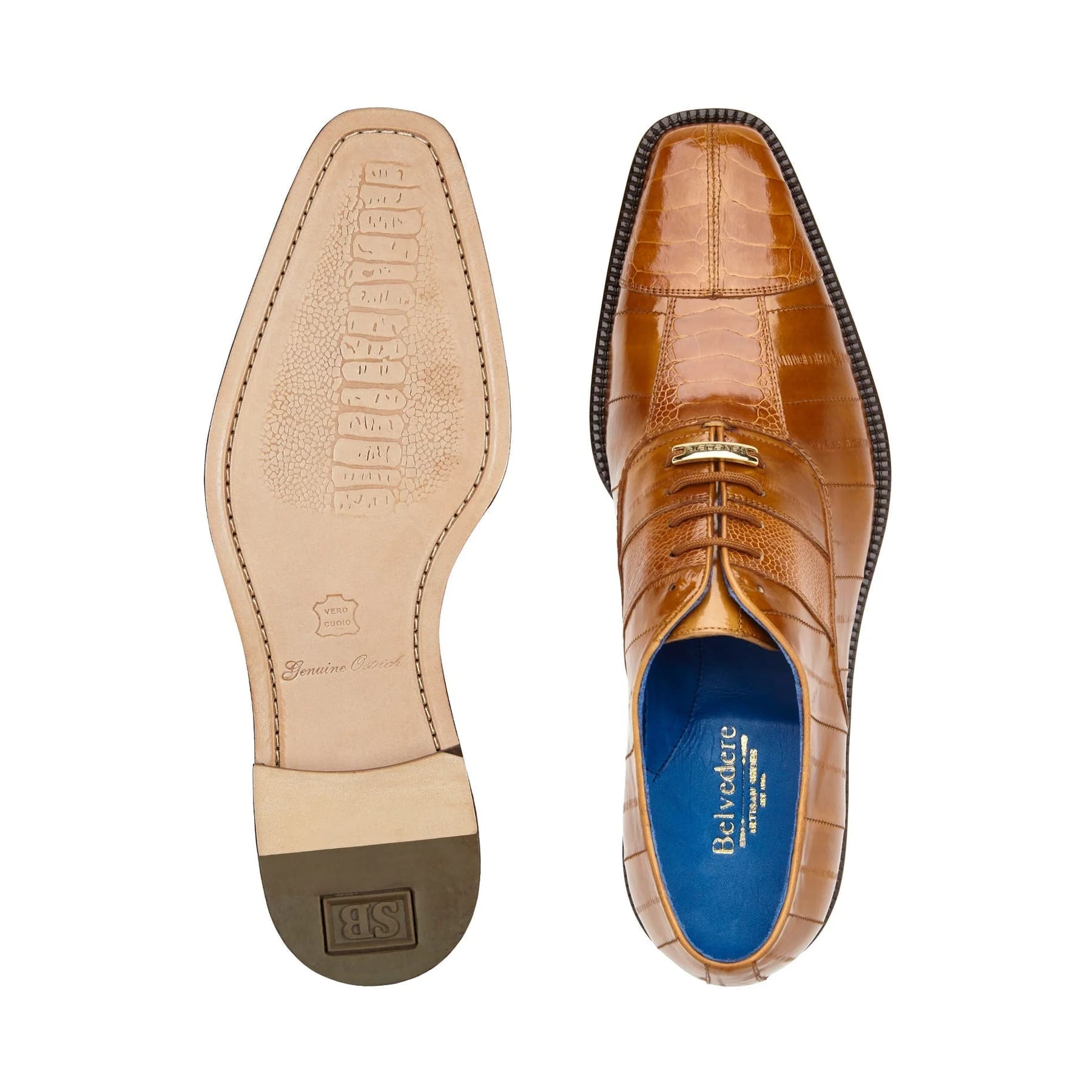 Belvedere Mare Split-toe Camel Ostrich & Eel Oxfords