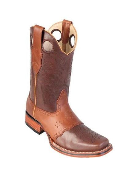 Men's Los Altos Boots Square Toe Brown & Honey Dress Cowboy Boot Cheap Priced For Sale Online With Saddle Rubber Sole Handmade