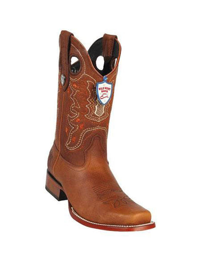 Men's Wild West Cognac Genuine Rage Cowboy Leather Square Toe Dress Cowboy Boot Cheap Priced For Sale Online Handmade